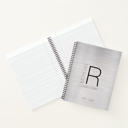 DY Monogram Naam Woorddatum: Blk Grey Silver Notitieboek (Binnen)