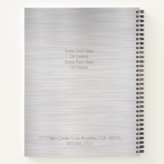 DY Monogram Naam Woorddatum: Blk Grey Silver Notitieboek (Achterkant)