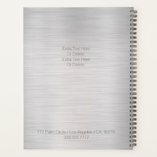 DY Monogram Naam Woorddatum: Blk Grey Silver Planner (Achterkant)