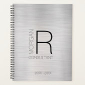 DY Monogram Naam Woorddatum: Blk Grey Silver Planner (Voorkant)