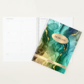 DY-naam en -datum, Blauwgroen & Gold Ink Abstract, Planner (Display)