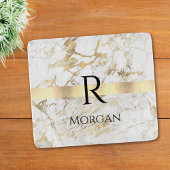 DY-naam en zwart monogram, wit en goudmarmer Snijplank