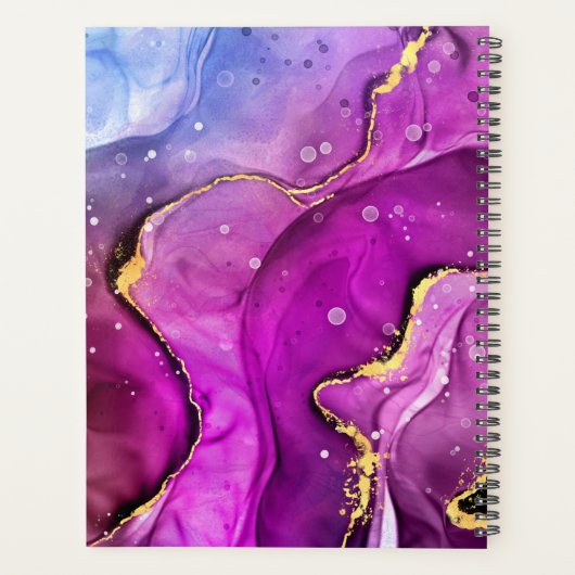 DY-naam & jaar, rood Violet & goudink Abstract Planner (Achterkant)