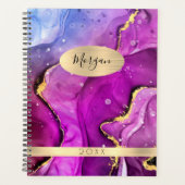 DY-naam & jaar, rood Violet & goudink Abstract Planner (Voorkant)