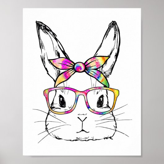 Dy Schattigee Bunny Face Tie Dye Gles Paasdag Poster (Voorkant)