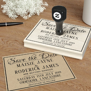 DY Wedding omgeven met de datum waarop het rubbere Rubberstempel