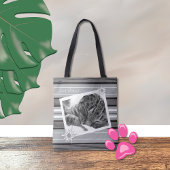 DY zwarte & witte gestreepte canvas tas met katten