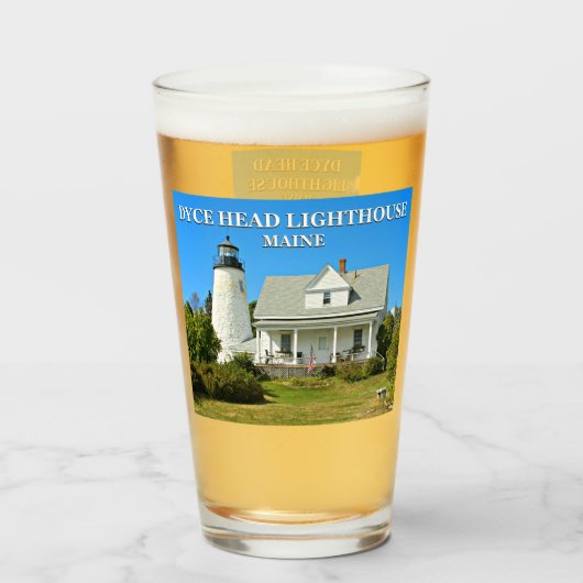 Dyce Head-vuurtoren, Maine Pint Glass Glas (Achterkant gevuld)
