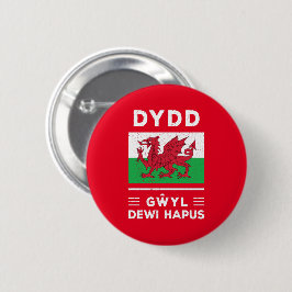 Dydd Garreyl Dewi Hapus Happy St Davids Day 3 Ronde Button 5,7 Cm