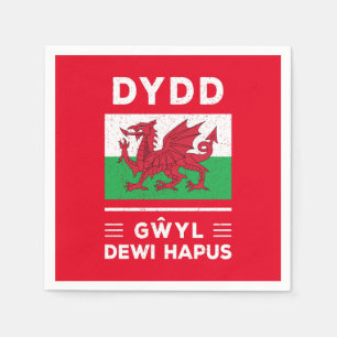 Dydd Garreyl Dewi Hapus Happy St Davids Day 3 Servet