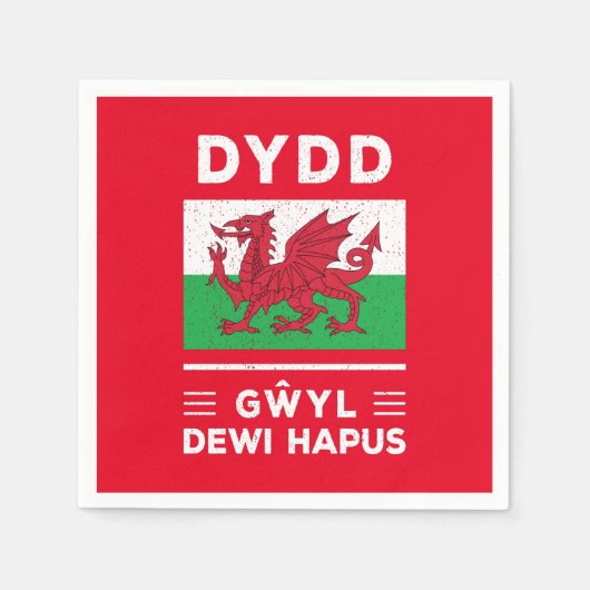 Dydd Garreyl Dewi Hapus Happy St Davids Day 3 Servet (Voorkant)
