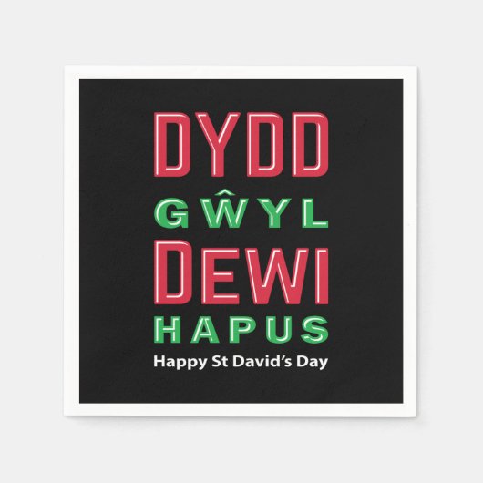 Dydd Garreyl Dewi Hapus Happy St Davids Day 5 Servet (Voorkant)