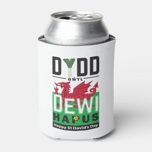Dydd Garreyl Dewi Hapus Happy St Davids Day 6 Blikjeskoeler (Blikje Voorkant)