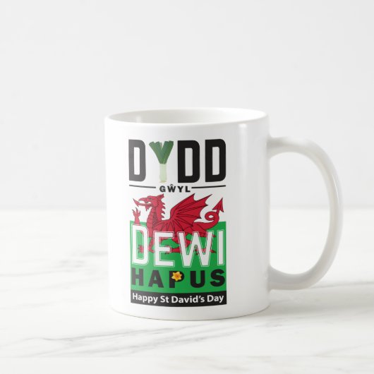 Dydd Garreyl Dewi Hapus Happy St Davids Day 6 Koffiemok (Rechts)