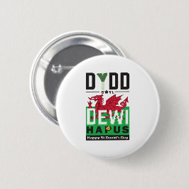 Dydd Garreyl Dewi Hapus Happy St Davids Day 6 Ronde Button 5,7 Cm