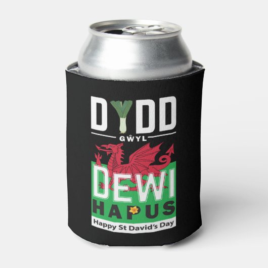 Dydd Garreyl Dewi Hapus Happy St Davids Day 7 Blikjeskoeler (Blikje Voorkant)