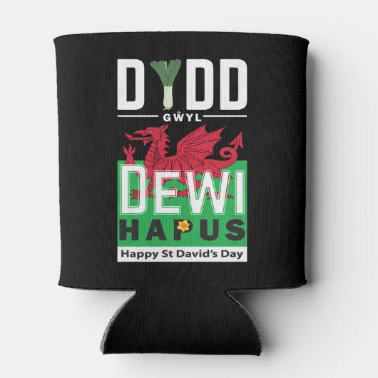 Dydd Garreyl Dewi Hapus Happy St Davids Day 7 Blikjeskoeler (Achterkant)