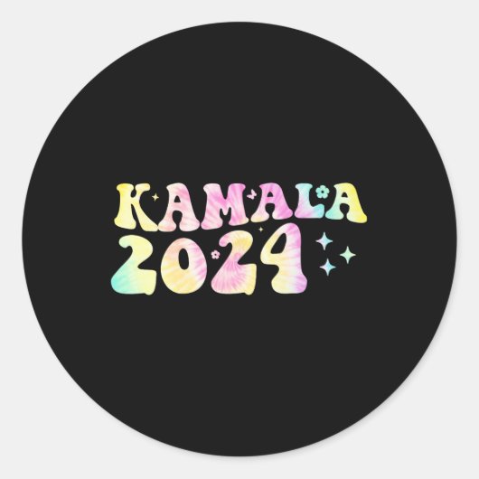 Dye Groovy Wavy Kamala Harris vervangt Biden Ronde Sticker (Voorkant)