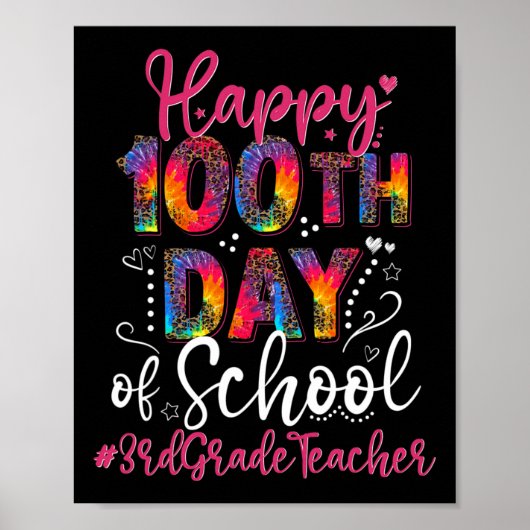 Dye Leopard Happy 100th Dag van de School 3e klas  Poster (Voorkant)