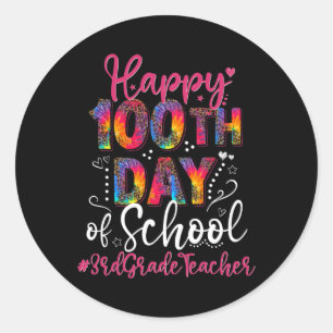 Dye Leopard Happy 100th Dag van de School 3e klas  Ronde Sticker