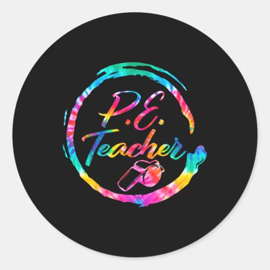 Dye Lichamelijke Opvoeding Leraar PE Squad Terug n Ronde Sticker (Voorkant)