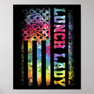 Dye US vlag lunch dame terug naar school Poster