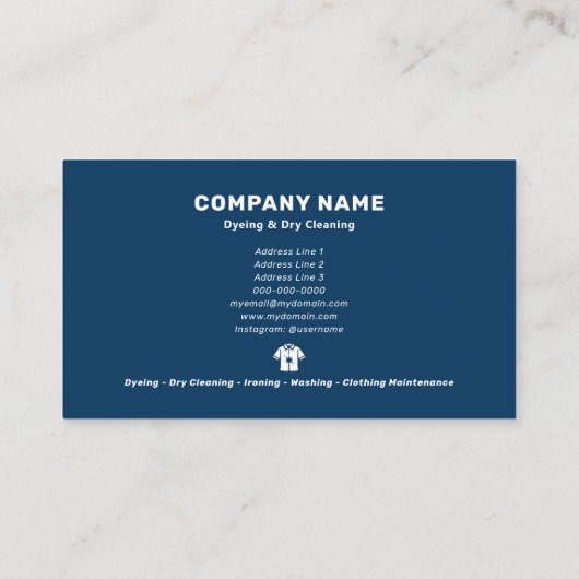 Dyeing & Dry Cleaning Blue Visitekaartje (Achterkant)