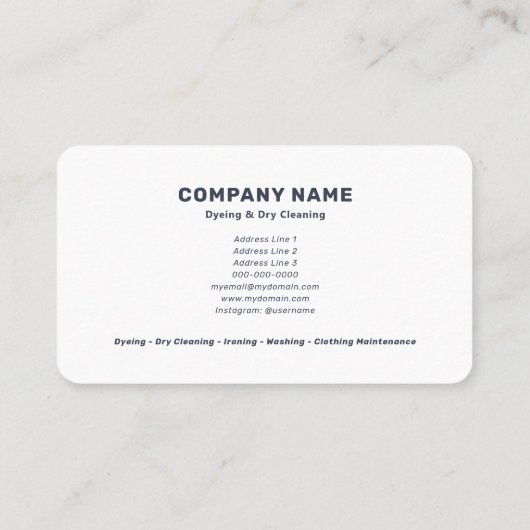 Dyeing & Dry Cleaning Visitekaartje (Achterkant)