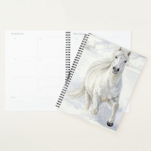 Dyfra het IJslandse paard dat in de sneeuw galoppe Planner