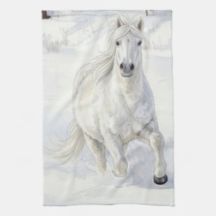 Dyfra het IJslandse paard dat in de sneeuw galoppe Theedoek