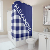 DYI Achtergrond Buffalo Navy Plaid 2 Vetgedrukte D Douchegordijn (In situ)