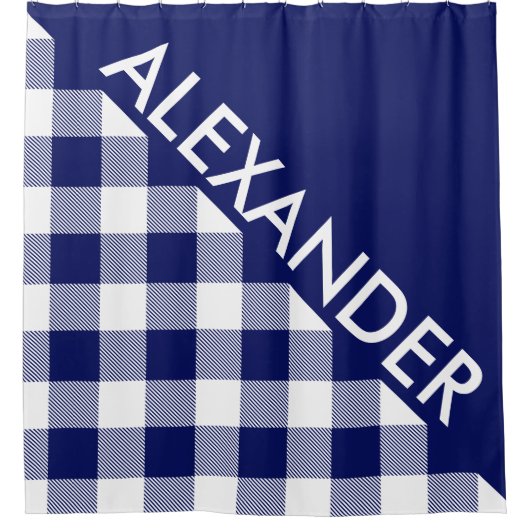 DYI Achtergrond Buffalo Navy Plaid 2 Vetgedrukte D Douchegordijn (Voorkant)