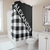 DYI Background Buffalo Blk Pset 2 Bold driehoeken Douchegordijn (In situ)