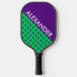 DYI Colors, Fleur de Lis Emerald BG Paarse CB S Pickleball Paddle