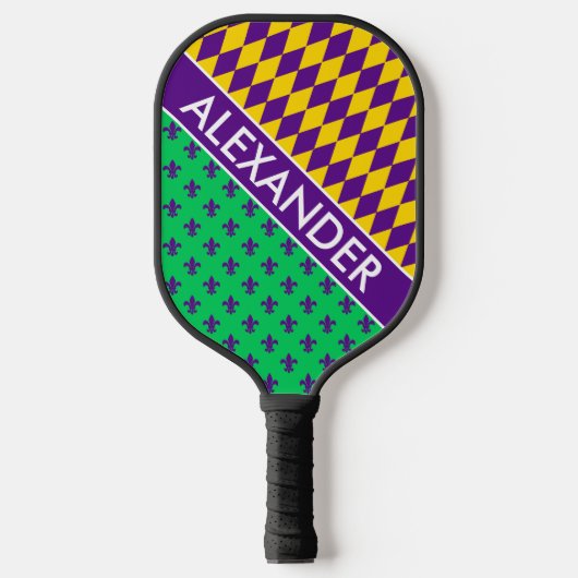 DYI-kleuren, Mardi Gras Emerald Paars Gold SV Pickleball Paddle (Voorkant)