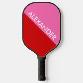 DYI Kleuren, Rode Achtergrond Hot Pink Kleurblok S Pickleball Paddle