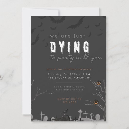 Dying to Party Halloween Uitnodiging (Voorkant)