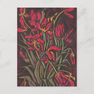 Dying Tulps Red Flowers Statement Floral Painting Briefkaart