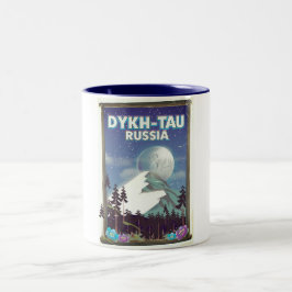 Dykh-Tau Rusland reisposter. Tweekleurige Koffiemok