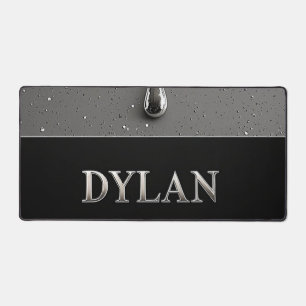 Dylan Chroom Naambordje Met Vloeibare Metaal Drupp Bureaumat