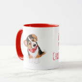 Dylan de corgi puppy kerstmok mok (Voorkant links)