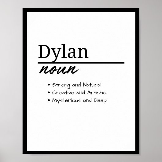Dylan, jongen gepersonaliseerde naam definitie poster (Voorkant)