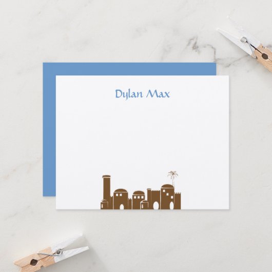 Dylan Max Jerusalem Joodse Bar Mitzvah Kaart (Voorkant / Achterkant in situ)