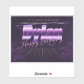 Dylan Name Vorname lila retro Sticker Geburtstag (Vel)