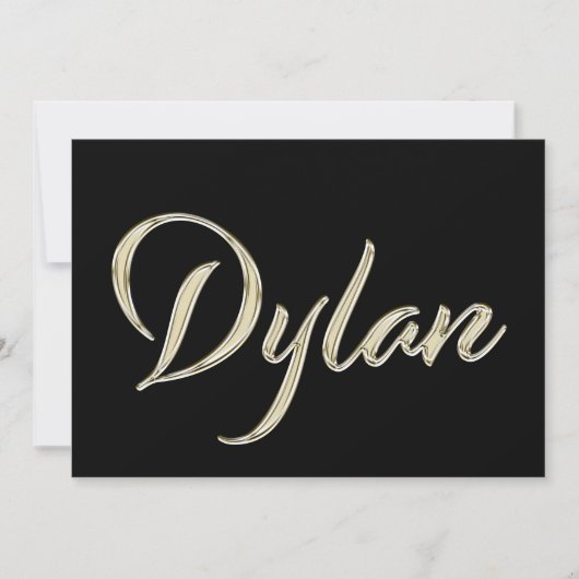 Dylan Name white gold Handwriting Karte Kaart (Voorkant)