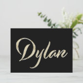 Dylan Name white gold Handwriting Karte Kaart (Staand voorkant)