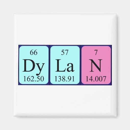 Dylan periodieke tabel naam magneet (Voorkant)