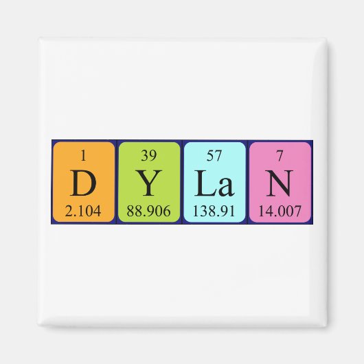 Dylan periodieke tabel naam magneet (Voorkant)