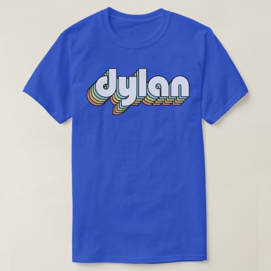 Dylan Retro Rainbow Typography Vervaagde stijl T-shirt (Design voorkant)