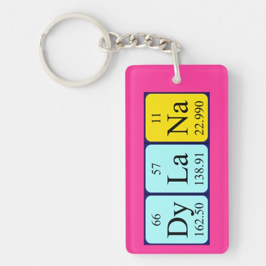 Dylana periodieke tabelnaamidentificatie sleutelhanger (Voorkant)